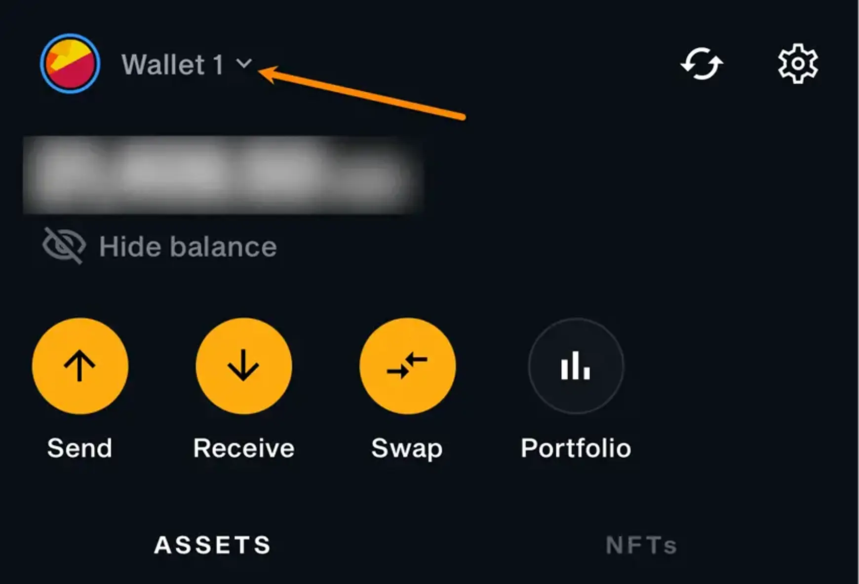 Screenshot van Ngrave app met aanwijzing naar een wallet
