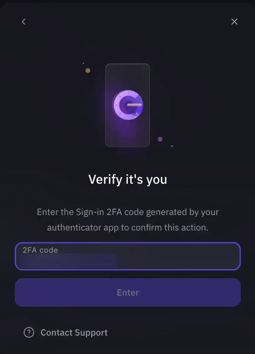 Screenshot van Kraken over de 2fa code